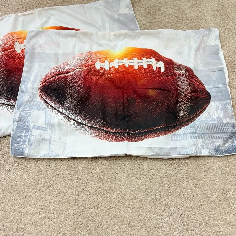 2- NEW Football Pillow Case Standard Shams Bedding -Sports Fan Teen Boys